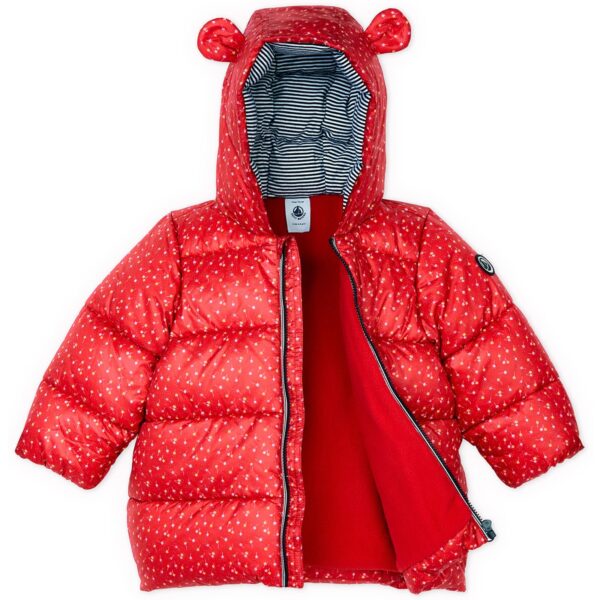petit-bateau-doudoune-striuke-ziemine-raudona-mergaitei Petit Bateau pūsta žieminė striukė su ausytėmis