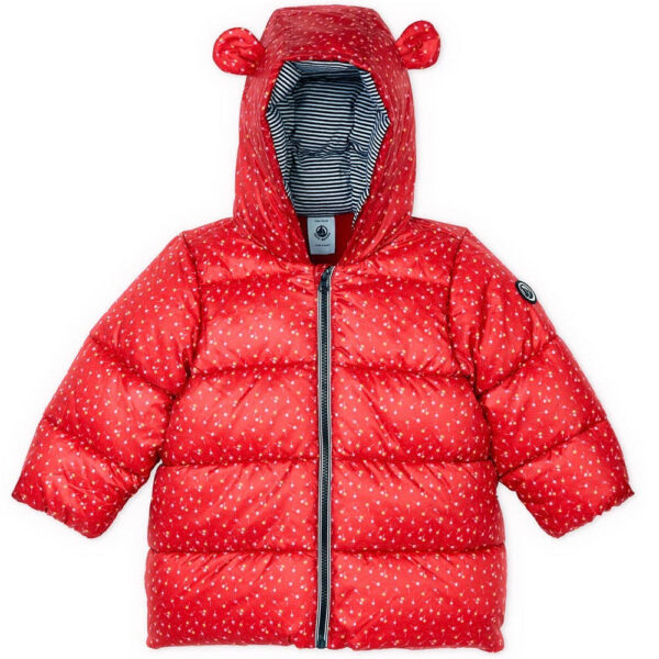 petit-bateau-raudona-ziemine-striuke Petit Bateau pūsta žieminė striukė su ausytėmis