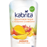 Vaisių tyrė Kabrita® “Mango” nuo 6 mėnesių 100 g 12 vnt. (Kabrita-box)