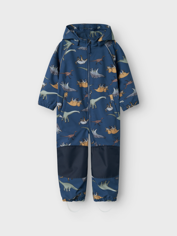 name-it-softshell-suit-blue-flattering-dinosaurs NAME IT Softshell kombinezonas "Linksmieji dinozauriukai"