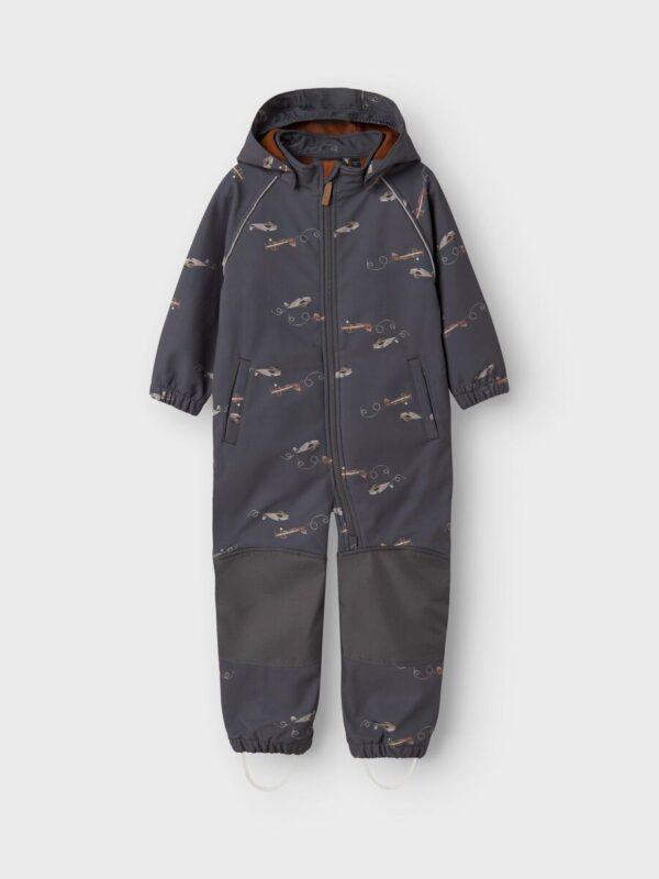 NAME IT Softshell kombinezonas "LĖKTUVAI" (Pilkas/Rudas)