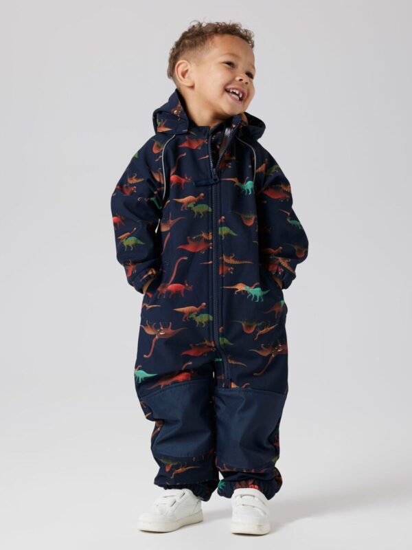 NAME IT Softshell kombinezonas "UGNINIAI DINOZAURAI" (Tamsiai mėlynas)