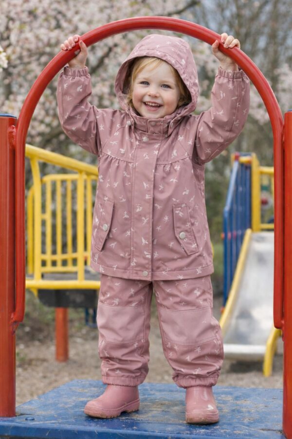 softshell-komplektukas-mergaitei NAME IT Softshell kelnių ir striukės komplektas "WOODROSE BIRD"