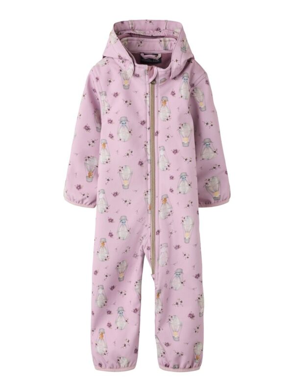 softshell-mergaitei-kudikiui-triuziukai-zuikuciai NAME IT Softshell kombinezonas KŪDIKIAMS "Skraidantys zuikučiai" (Rožinis)