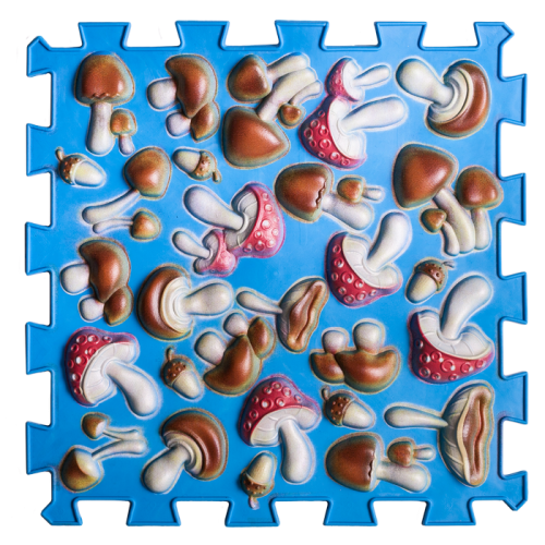 Masažinis ortopedinis kilimėlis „Puzzle Mix““ 6 elementai „Mėlyni grybai“
