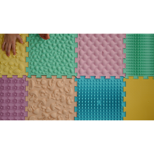 Ortopedinis sensorinis kilimėlis „Puzzle Mix Pastel“ 12 elementų