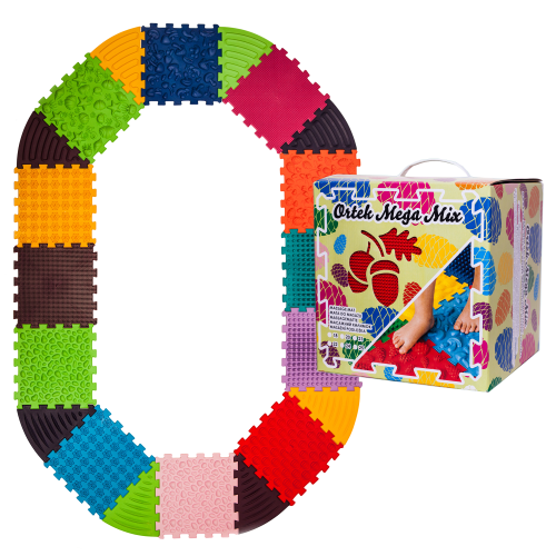 Ortopedinis sensorinis kilimėlis Puzzle (12 elementų + 8 trikampiai)