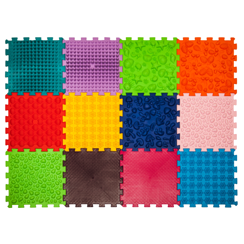 Ortopedinis sensorinis kilimėlis Puzzle (12 elementų + 8 trikampiai)