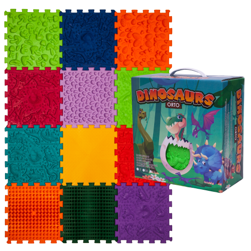 Masažo kilimėlis „Ortek Dinosaurs Puzzle 12 elementai