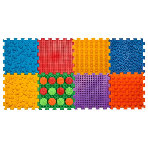 Masažo kilimėlis "Ortek Mix Puzzles" (8 elementai + «Rašto detalės» dovanų)