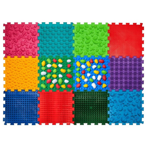 Ortopedinis sensorinis kilimėlis Ortek Mix Puzzle (12 dalių + modulių rinkinys "Akmenukai")