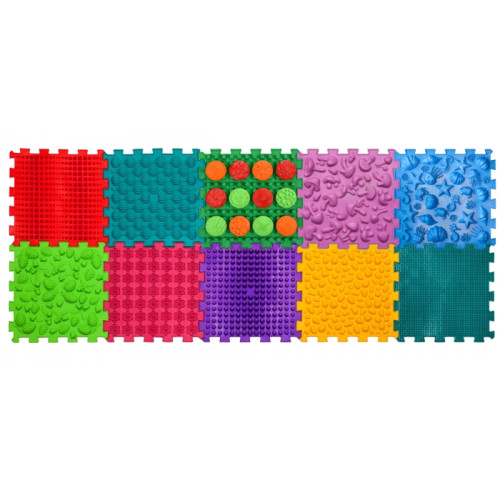 Ortopedinis sensorinis kilimėlis "Ortek Mix Puzzles" (10 elementų + «Rašto detalės» dovanų"