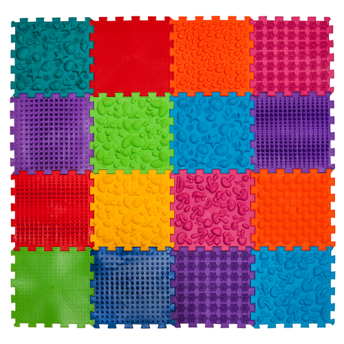 Ortopedinis masažinis kilimėlis Ortek Dėlionė „Mega Mix“ 16 elementų