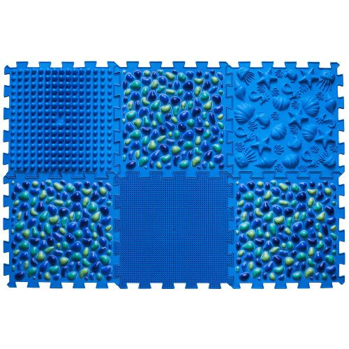 Masažinis ortopedinis kilimėlis „Puzzle Mix““ 6 elmentai (Mėlynas)