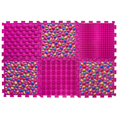Masažinis ortopedinis kilimėlis „Puzzle Mix““ 6 elementai (Rožinis)