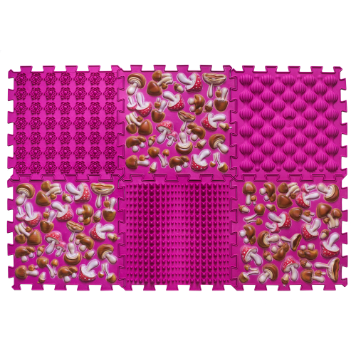 „Masažiniai ortopediniai įklotai „Puzzle Mix““ 6 moduliai „Pink mushroom“