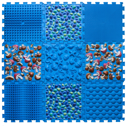 „Masažinis ortopedinis kilimėlis „Ortek Puzzle Mix““ 9 moduliai mėlynas“