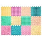 Ortopedinis sensorinis kilimėlis „Puzzle Mix Pastel“ 12 elementų