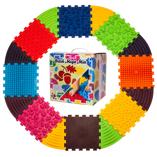 Ortopedinis sensorinis kilimėlis  Ortek "Puzzle" (konstrukciniai 8 elementai + 8 trikampiai)