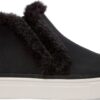 TOMS Leather Faux Fur Women's Bryce Sneaker Black