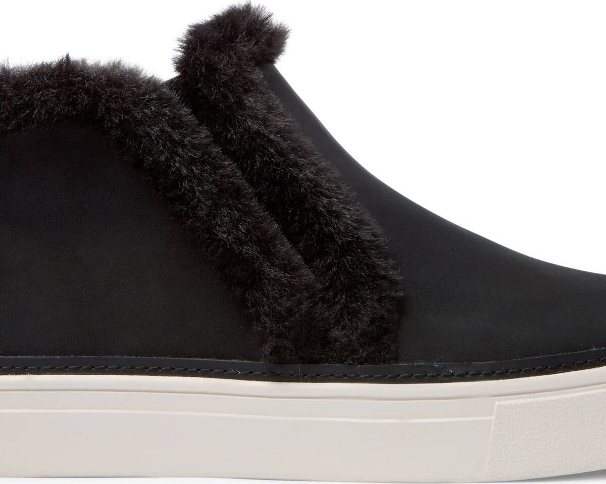 1ea0230f07cc7a5994697949970bf59a TOMS Leather Faux Fur Women's Bryce Sneaker Black