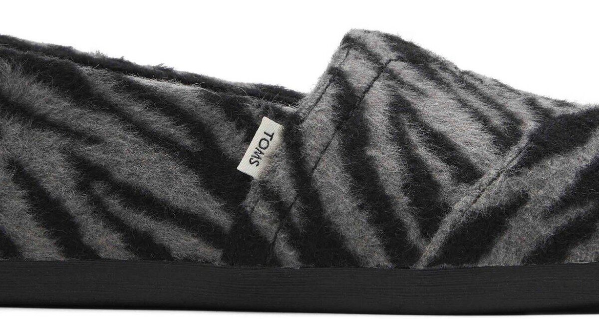 TOMS Zebra Fleece Women's Alpargata Black