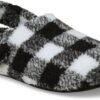 Crocs™ Classic Buff Check Cozzzy Slipper Black/White
