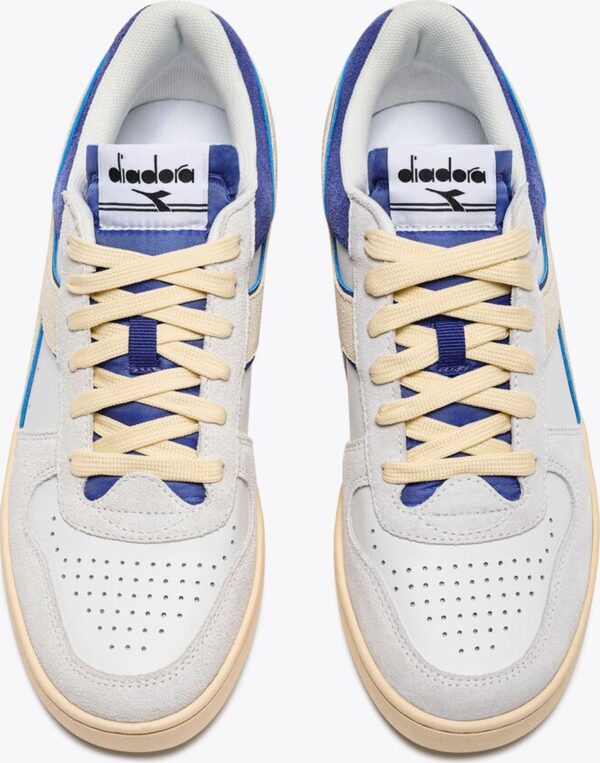 4092f6a469725b586a843cf1262e7578 DIADORA Magic Basket Low Suede Leather White/Blue Eyes