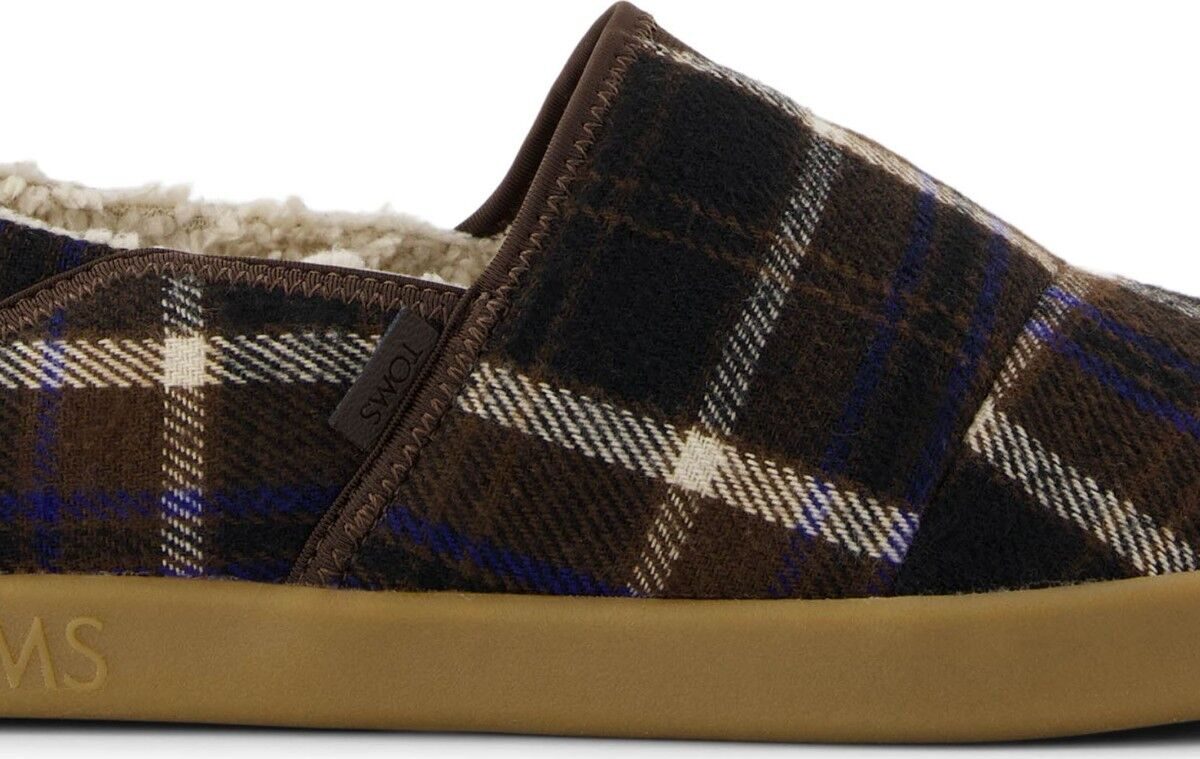 40a51935de3c87d4bea038b131bad81d TOMS COZY PLAID MEN'S SLIPPER 10021275 Brown