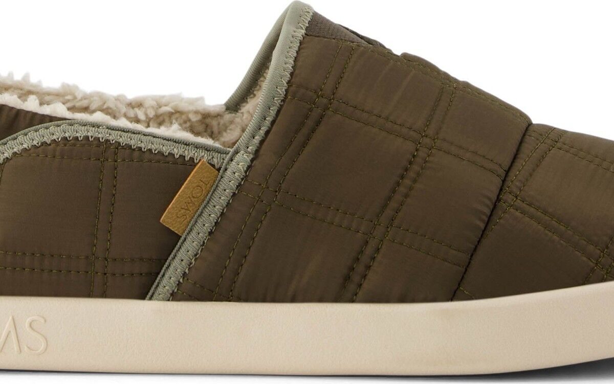 4402168937bc22b816201a57e6cc98f7 TOMS CANTEEN QUILTED WOVEN MEN'S SLIPPER 10021372 Olive