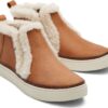5170622821505ccc0b4a91294501564a TOMS Leather Faux Fur Women's Bryce Sneaker Brown Sugar
