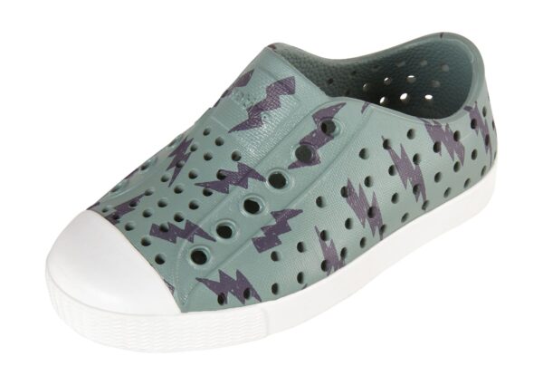 53381f0662acec147fb546e876e19858 NATIVE Jefferson Print Youth Folk Green/Shell White/Onyx Lightning