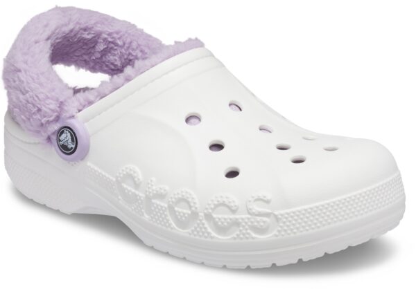 Crocs™ Baya Lined Fuzz Strap Clog White/Lavender
