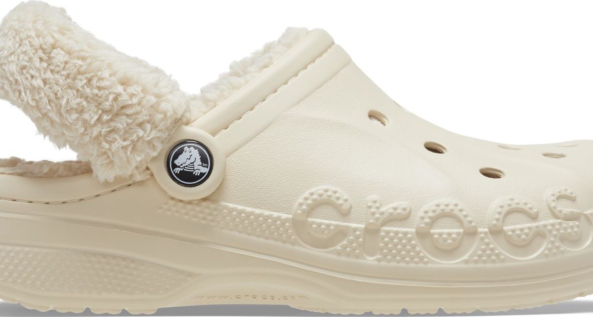 Crocs™ Baya Lined Fuzz Strap Clog Winter White