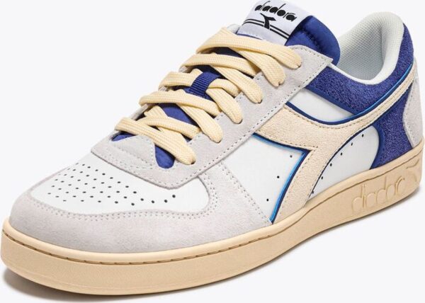 9622b3343ff8ad10a383de21f5d5b209 DIADORA Magic Basket Low Suede Leather White/Blue Eyes