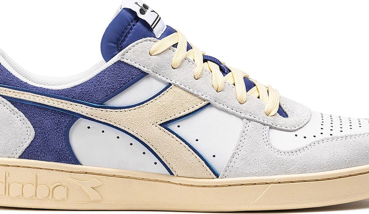 DIADORA Magic Basket Low Suede Leather White/Blue Eyes