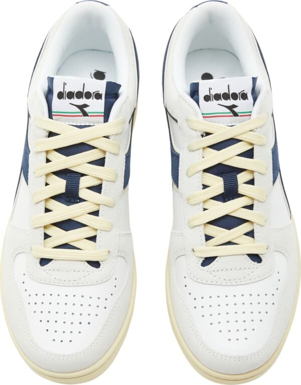 DIADORA Magic Basket Low Suede Leather White/Blue Caspian Sea