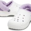 Crocs™ Baya Lined Fuzz Strap Clog White/Lavender