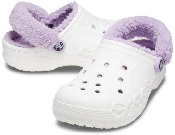 Crocs™ Baya Lined Fuzz Strap Clog White/Lavender