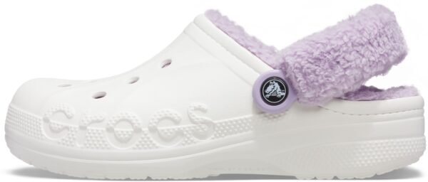 Crocs™ Baya Lined Fuzz Strap Clog White/Lavender