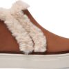 b1407645a4515e789034ad8bf17e344d TOMS Leather Faux Fur Women's Bryce Sneaker Brown Sugar