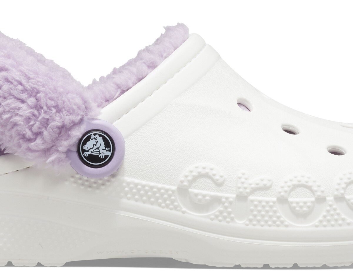Crocs™ Baya Lined Fuzz Strap Clog White/Lavender