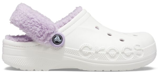 Crocs™ Baya Lined Fuzz Strap Clog White/Lavender
