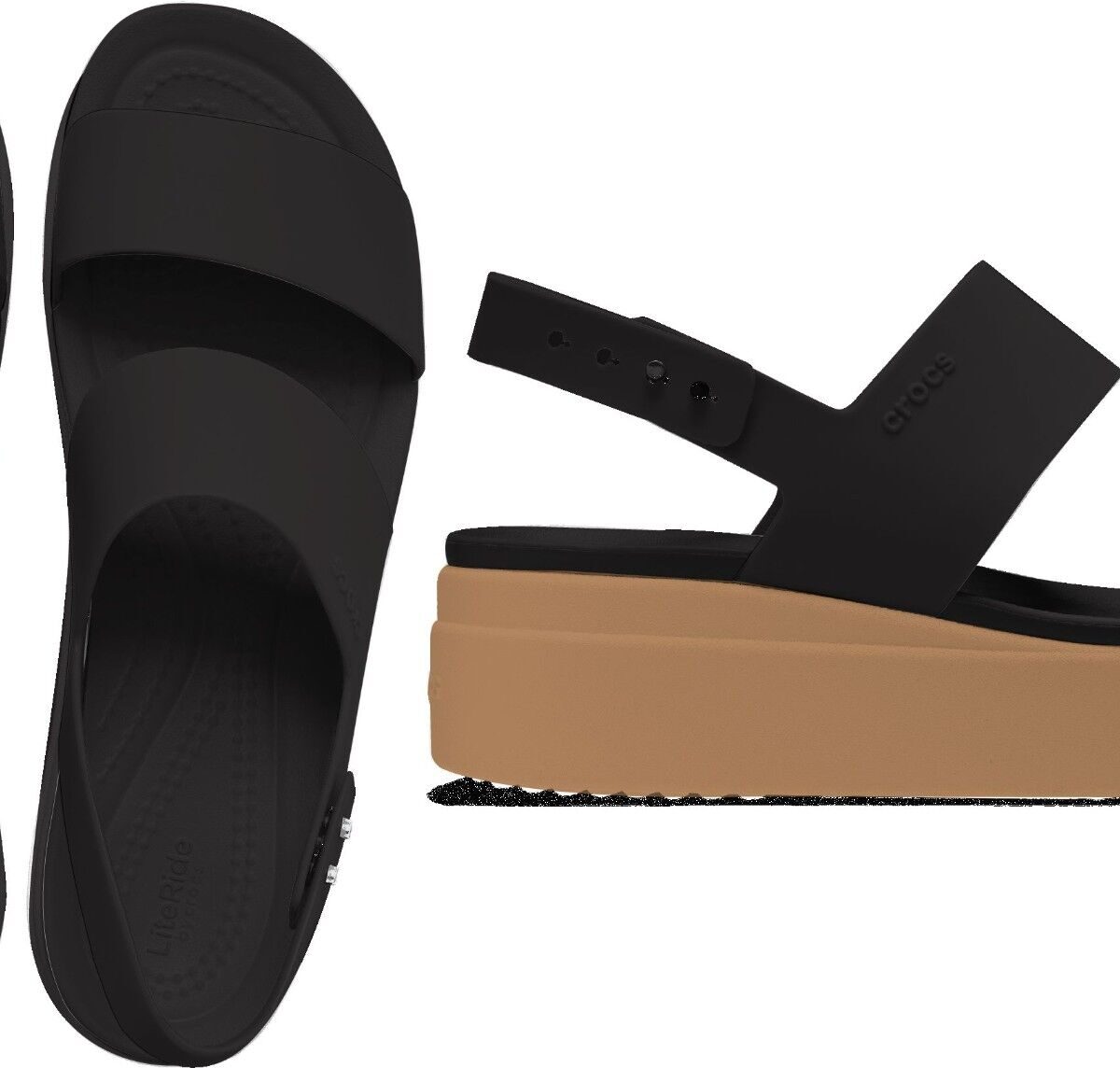 Crocs™ Brooklyn Low Wedge Womens Black/Cashew
