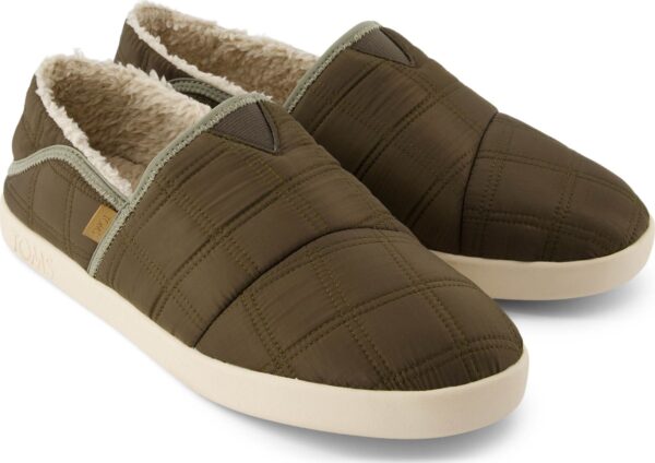TOMS CANTEEN QUILTED WOVEN MEN'S SLIPPER 10021372 Olive