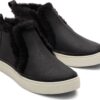 TOMS Leather Faux Fur Women's Bryce Sneaker Black