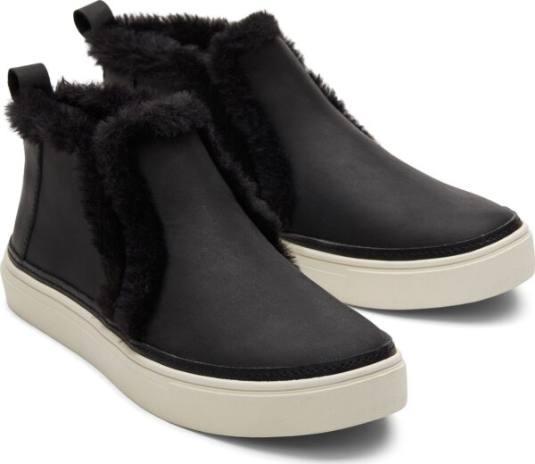 TOMS Leather Faux Fur Women's Bryce Sneaker Black