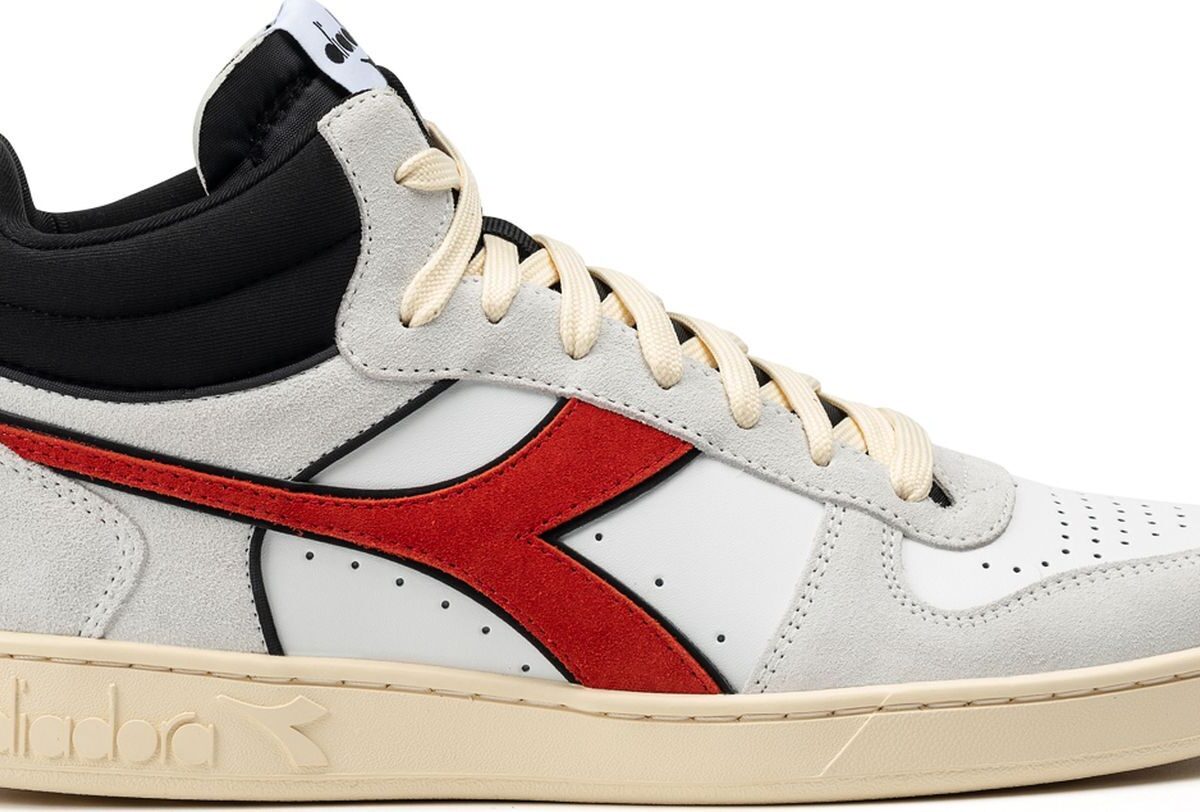 DIADORA Magic Basket Demi Cut Suede Leather White/Ferrari Red Italy