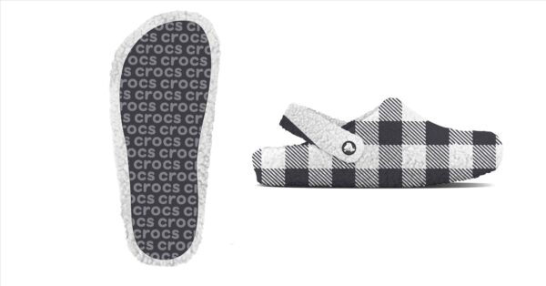 Crocs™ Classic Buff Check Cozzzy Slipper Black/White
