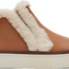 e849665ecaec5d9af47b2cf686aee87e TOMS Leather Faux Fur Women's Bryce Sneaker Brown Sugar